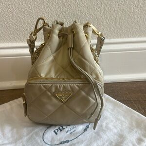 Prada Re-Nylon Duet Drawstring Bucket Bag